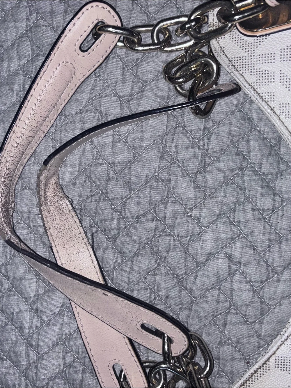 Michael Kors Cream and White MK Logo Shoulder Bag